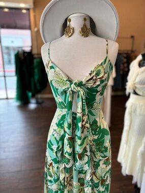 Tropical Print Bikini Top Maxi Dress